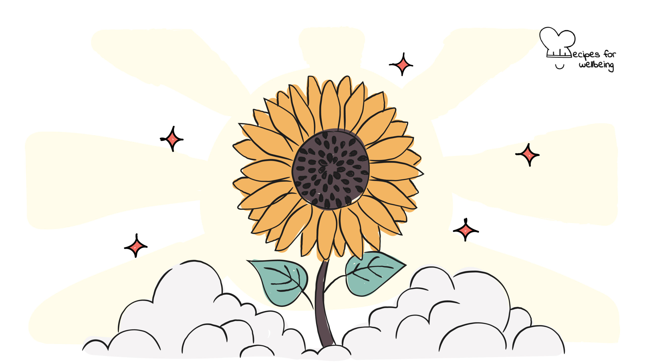 Illustration of a sunflower. © Recipes for Wellbeing