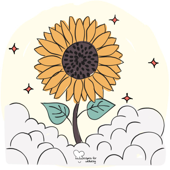 Illustration of a sunflower. © Recipes for Wellbeing