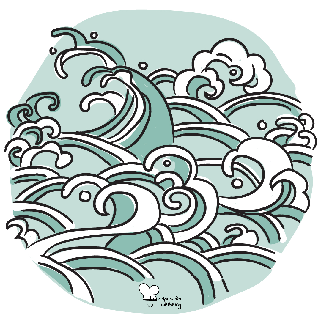 Illustration of waves. © Recipes for Wellbeing