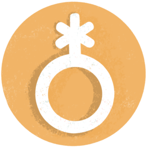 Illustrated icon of the non-binary gender symbol.