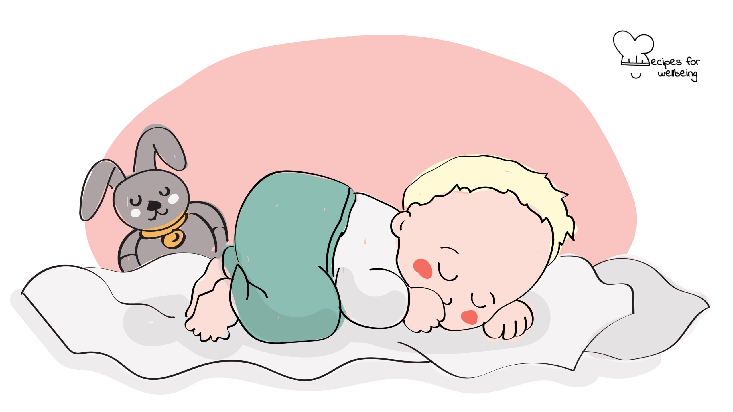 Illustration of a baby sleeping. © Recipes for Wellbeing