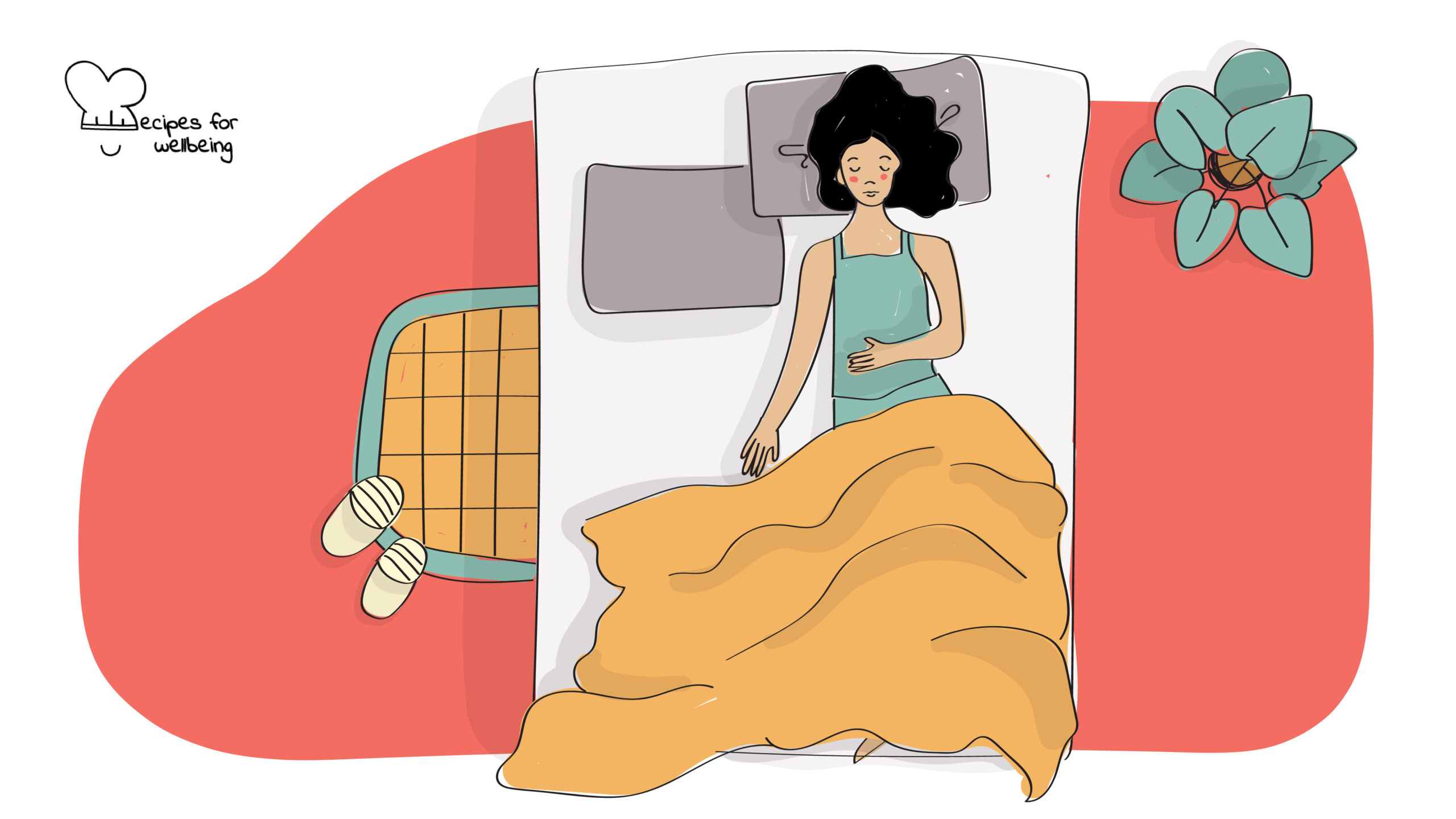 Illustration of a person sleeping. © Recipes for Wellbeing