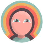 Illustrated icon for "youth and wellbeing" with a young person looking with dreamy eyes.