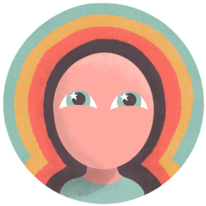 Illustrated icon for "youth and wellbeing" with a young person looking with dreamy eyes.