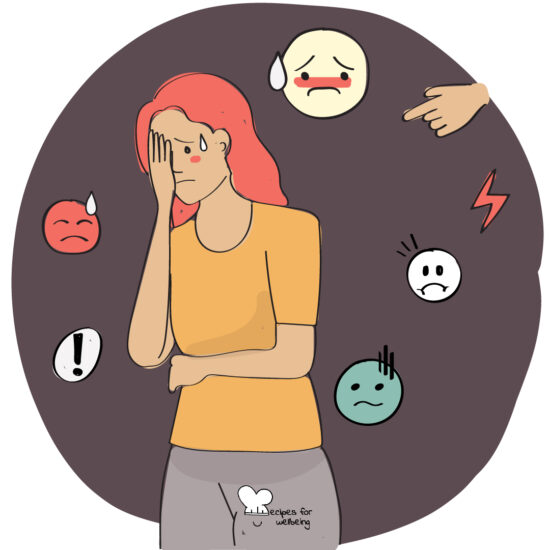 Illustration of a person experiencing feelings of shame. © Recipes for Wellbeing