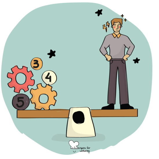 Illustration of a person on a scale. © Recipes for Wellbeing