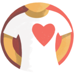 Illustrated icon for "emotional wellbeing" with a person with a big heart.