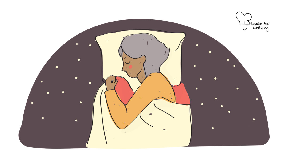 Illustration of a person sleeping. © Recipes for Wellbeing