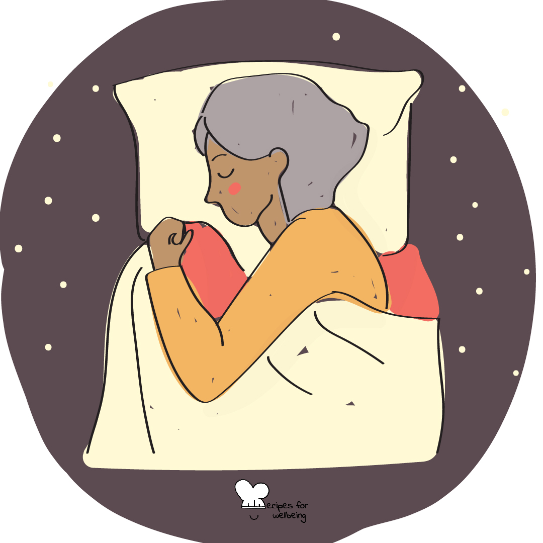 Illustration of a person sleeping. © Recipes for Wellbeing