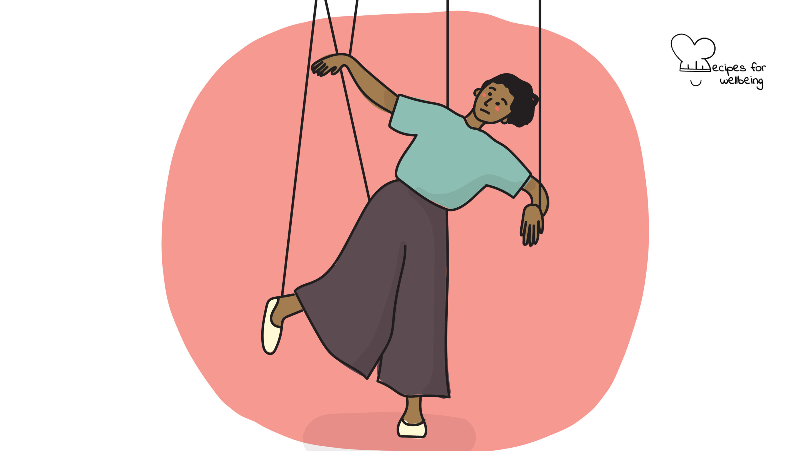 Understanding dependencies Illustration of a person held by strings like a puppet. © Recipes for Wellbeing